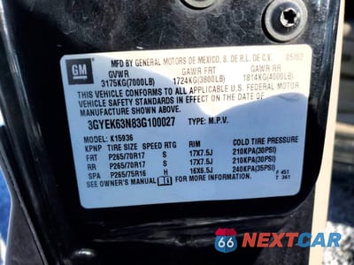 Zdjęcie 12 z 13 samochodu: 2003 CADILLAC ESCALADE EXT VIN:3GYEK63N83G100027 - miniatura