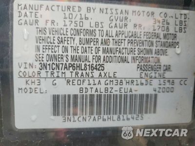Zdjęcie 14 z 14 samochodu: 2017 NISSAN VERSA S VIN:3N1CN7AP6HL816425 - miniatura