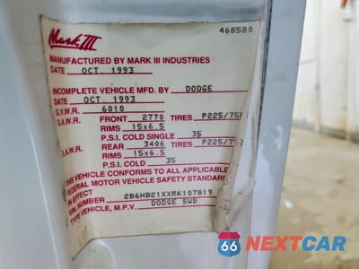 Zdjęcie 13 z 13 samochodu: 1994 DODGE RAM VAN B250 VIN:2B6HB21XXRK107819 - miniatura