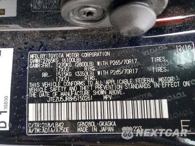Zdjęcie 12 z 13 samochodu: 2017 TOYOTA 4RUNNER SR5 VIN:JTEZU5JR8H5150261 - miniatura