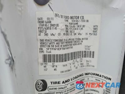 Zdjęcie 12 z 12 samochodu: 2011 FORD F150 SUPERCREW VIN:1FTFW1EF7BFA91750 - miniatura