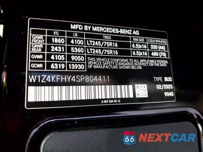 Zdjęcie 13 z 13 samochodu: 2025 MERCEDES-BENZ SPRINTER 2500 VIN:W1Z4KFHY4SP804411 - miniatura