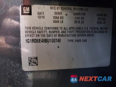 Zdjęcie 12 z 12 samochodu: 2011 CHEV VOLT VIN:1G1RD6E48BU100748 - miniatura