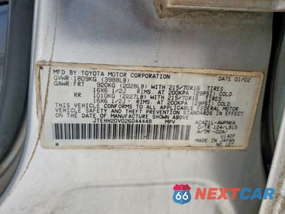 Zdjęcie 12 z 12 samochodu: 2002 TOYOTA RAV4 VIN:JTEHH20V026044448 - miniatura