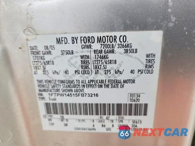 Zdjęcie 13 z 13 samochodu: 2005 FORD F150 SUPERCREW VIN:1FTPW14515FB73216 - miniatura
