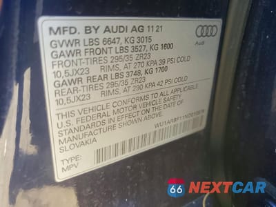 Zdjęcie 13 z 14 samochodu: 2022 AUDI RS Q8 VIN:WU1ARBF11ND010576 - miniatura