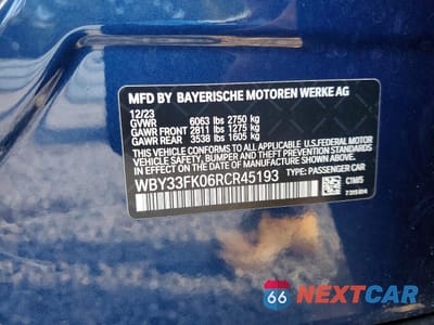 Zdjęcie 12 z 12 samochodu: 2024 BMW I5 EDRIVE 40 VIN:WBY33FK06RCR45193 - miniatura