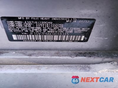 Zdjęcie 12 z 12 samochodu: 2012 SUBARU IMPREZA WRX VIN:JF1GV7F66CG018315 - miniatura