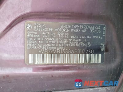 Zdjęcie 12 z 12 samochodu: 2006 BMW 325 I VIN:WBAVB13586PT17230 - miniatura