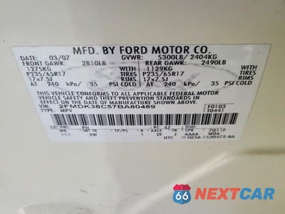 Zdjęcie 13 z 13 samochodu: 2007 FORD EDGE SEL VIN:2FMDK38C57BA80489 - miniatura
