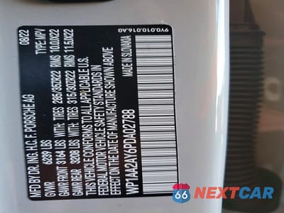 Zdjęcie 12 z 12 samochodu: 2023 PORSCHE CAYENNE BASE VIN:WP1AA2AY6PDA02788 - miniatura