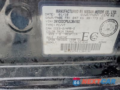 Zdjęcie 13 z 13 samochodu: 2018 NISSAN VERSA NOTE S VIN:3N1CE2CP5JL364182 - miniatura