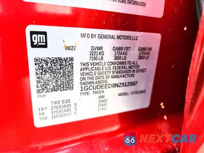 Zdjęcie 12 z 13 samochodu: 2022 CHEVROLET SILVERADO K1500 RST VIN:1GCUDEED8NZ512087 - miniatura