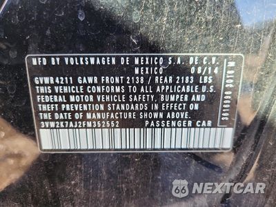 Zdjęcie 13 z 14 samochodu: 2015 VOLKSWAGEN JETTA BASE VIN:3VW2K7AJ2FM352552 - miniatura
