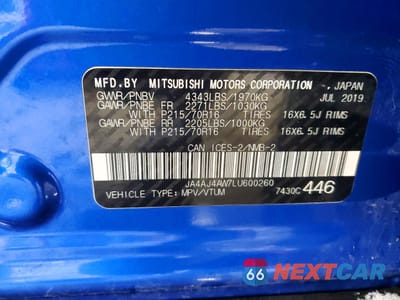 Zdjęcie 14 z 14 samochodu: 2020 MITSUBISHI RVR SE VIN:JA4AJ4AW7LU600260 - miniatura