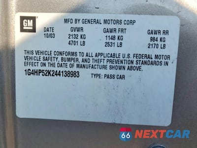 Zdjęcie 12 z 12 samochodu: 2004 BUICK LESABRE CUSTOM VIN:1G4HP52K244138983 - miniatura
