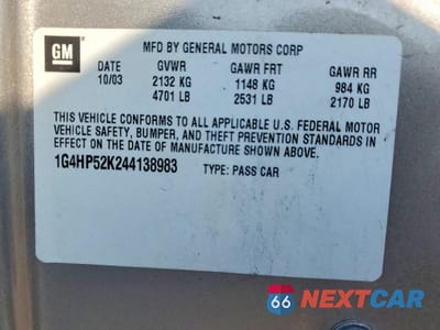 Zdjęcie 12 z 12 samochodu: 2004 BUICK LESABRE CUSTOM VIN:1G4HP52K244138983 - miniatura