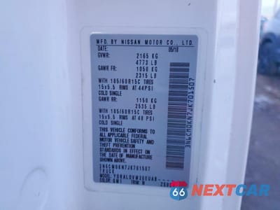 Zdjęcie 13 z 13 samochodu: 2018 NISSAN NV200 2.5S VIN:3N6CM0KN7JK701507 - miniatura