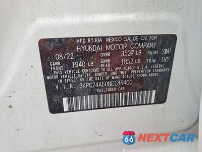 Zdjęcie 13 z 13 samochodu: 2022 HYUNDAI ACCENT SE VIN:3KPC24A60NE186400 - miniatura