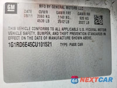 Zdjęcie 12 z 12 samochodu: 2012 CHEVROLET VOLT VIN:1G1RD6E45CU101521 - miniatura