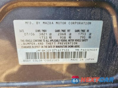 Zdjęcie 12 z 12 samochodu: 2007 MAZDA 3 I VIN:JM1BK32F071617103 - miniatura
