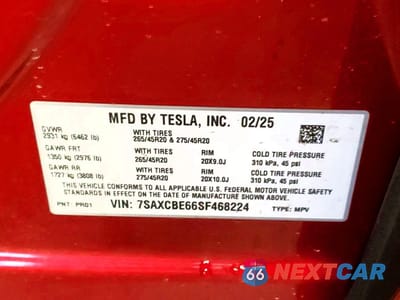 Zdjęcie 13 z 14 samochodu: 2025 TESLA MODEL X VIN:7SAXCBE66SF468224 - miniatura