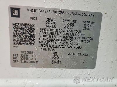 Zdjęcie 14 z 15 samochodu: 2018 CHEVROLET EQUINOX LT VIN:2GNAXJEVXJ6287597 - miniatura