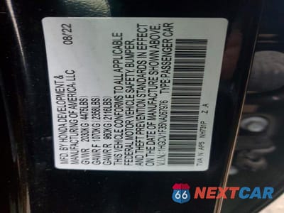 Zdjęcie 12 z 12 samochodu: 2022 HONDA ACCORD SPORT VIN:1HGCV1F35NA067976 - miniatura