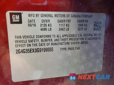 Zdjęcie 14 z 14 samochodu: 2016 BUICK REGAL SPORT TOURING VIN:2G4G35EX0G9199555 - miniatura
