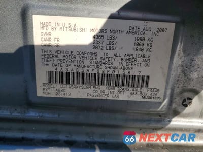 Zdjęcie 12 z 12 samochodu: 2008 MITSUBISHI GALANT ES PREMIUM VIN:4A3AB56F88E015817 - miniatura
