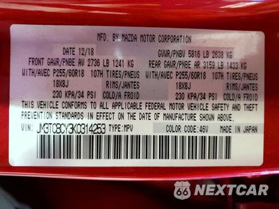 Zdjęcie 13 z 13 samochodu: 2019 MAZDA CX-9 VIN:JM3TCBCY3K0314253 - miniatura
