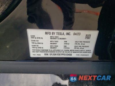 Zdjęcie 13 z 13 samochodu: 2023 TESLA MODEL S VIN:5YJSA1E67PF512455 - miniatura