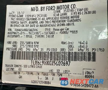 Zdjęcie 10 z 10 samochodu: 2018 LINCOLN CONTINENTAL VIN:1LN6L9HK0J5602697 - miniatura