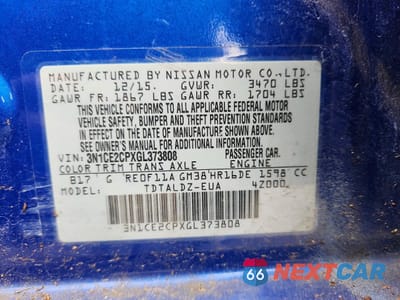 Zdjęcie 12 z 13 samochodu: 2016 NISSAN VERSA NOTE S VIN:3N1CE2CPXGL373808 - miniatura