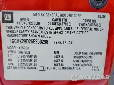 Zdjęcie 14 z 15 samochodu: 2006 CHEVROLET SILVERADO K2500 HEAVY DUTY VIN:1GCHK29D26E250298 - miniatura