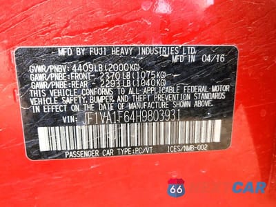 Zdjęcie 13 z 13 samochodu: 2017 SUBARU WRX PREMIUM VIN:JF1VA1F64H9803931 - miniatura