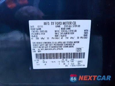 Zdjęcie 14 z 14 samochodu: 2016 LINCOLN MKX SELECT VIN:2LMTJ8KR0GBL27625 - miniatura