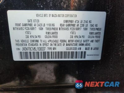 Zdjęcie 13 z 13 samochodu: 2020 MAZDA CX-5 TOURING VIN:JM3KFBCM5L1838337 - miniatura