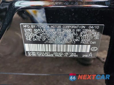 Zdjęcie 12 z 12 samochodu: 2010 LEXUS ES 350 BASE VIN:JTHBK1EG5A2394713 - miniatura