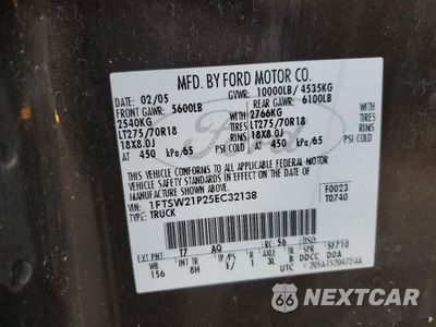 Zdjęcie 12 z 12 samochodu: 2005 FORD F250 SUPER DUTY VIN:1FTSW21P25EC32138 - miniatura