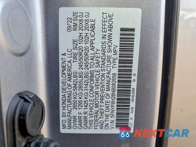 Zdjęcie 14 z 15 samochodu: 2022 HONDA PILOT SE VIN:5FNYF6H28NB082658 - miniatura