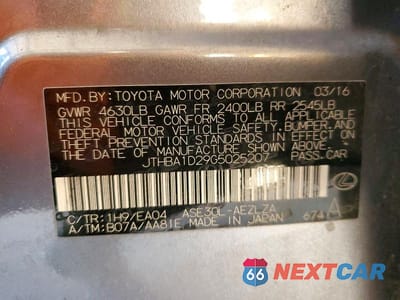 Zdjęcie 13 z 13 samochodu: 2016 LEXUS IS 200T VIN:JTHBA1D29G5025207 - miniatura