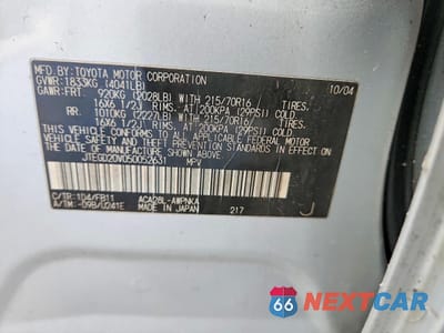 Zdjęcie 13 z 13 samochodu: 2005 TOYOTA RAV4 VIN:JTEGD20V050052631 - miniatura