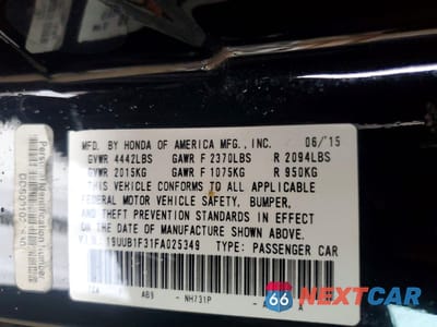 Zdjęcie 12 z 13 samochodu: 2015 ACURA TLX VIN:19UUB1F31FA025349 - miniatura