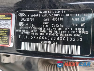 Zdjęcie 12 z 12 samochodu: 2021 KIA K5 GT LINE VIN:5XXG64J23MG013253 - miniatura