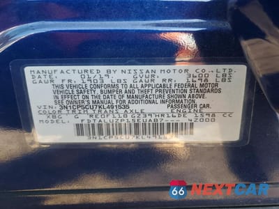 Zdjęcie 13 z 14 samochodu: 2019 NISSAN KICKS S VIN:3N1CP5CU7KL491535 - miniatura