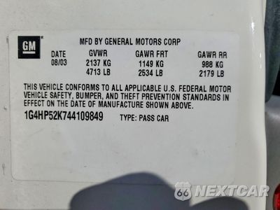Zdjęcie 12 z 13 samochodu: 2004 BUICK LESABRE CUSTOM VIN:1G4HP52K744109849 - miniatura