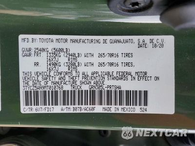 Zdjęcie 12 z 12 samochodu: 2021 TOYOTA TACOMA VIN:3TYCZ5AN9MT010768 - miniatura