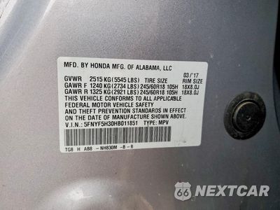 Zdjęcie 13 z 13 samochodu: 2017 HONDA PILOT EX VIN:5FNYF5H30HB011851 - miniatura