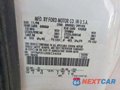 Zdjęcie 12 z 12 samochodu: 1999 FORD F250 SUPER DUTY VIN:1FTNF21L0XEC54555 - miniatura